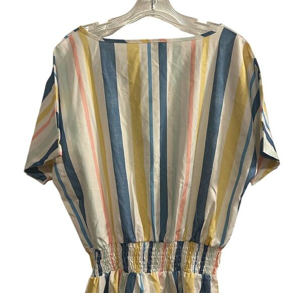 Emery Rose Women's Striped V-Neck Romper Multicolor XL Summer - Picture 10 of 14